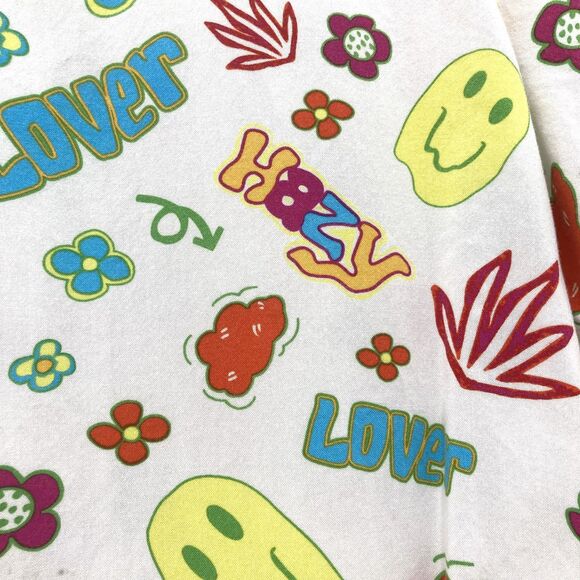 PacSun Smiley Face Button Shirt M Retro 70s Hippie Graphic Print - Picture 10 of 15